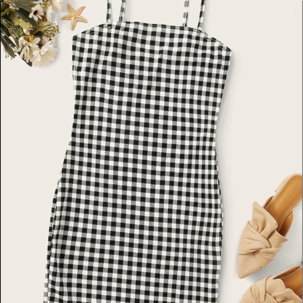 Black and White Gingham SHEIN mini dress Medium